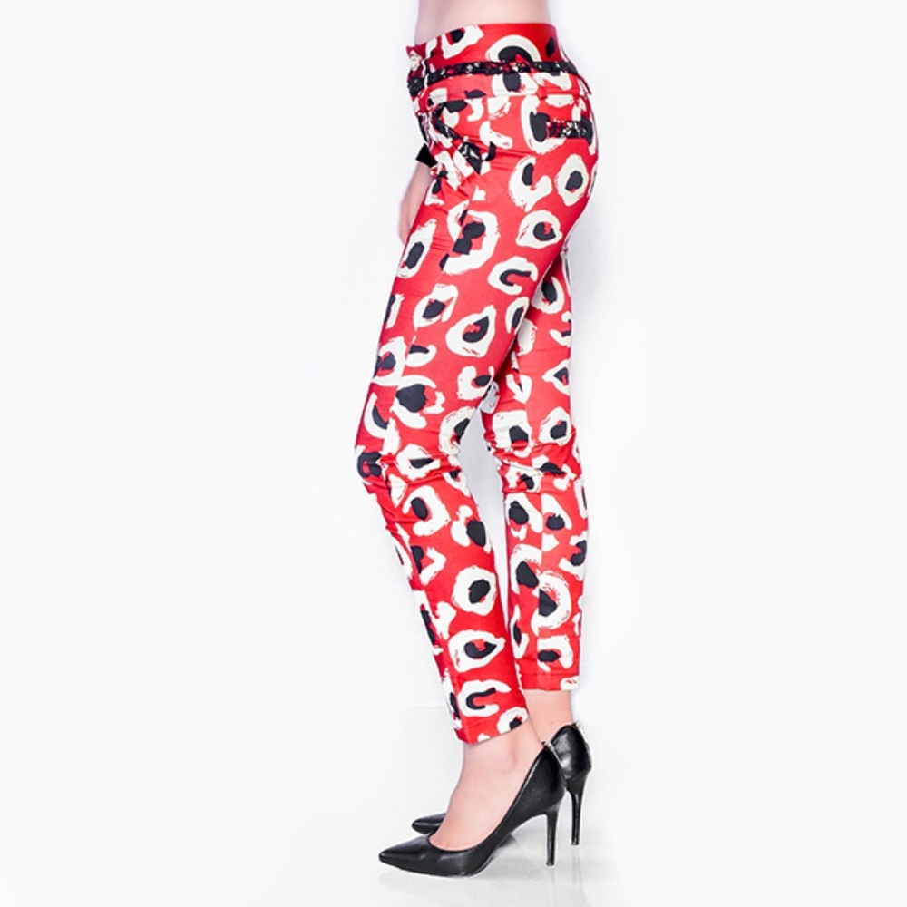 WOMEN'S LEOPARD PRINT FITTED PANTS
